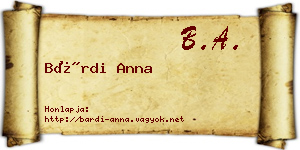 Bárdi Anna névjegykártya
